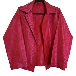 SHAMASK Fusicia Pink 100% Silk Snakeskin Open Jacket Size 1 6/8